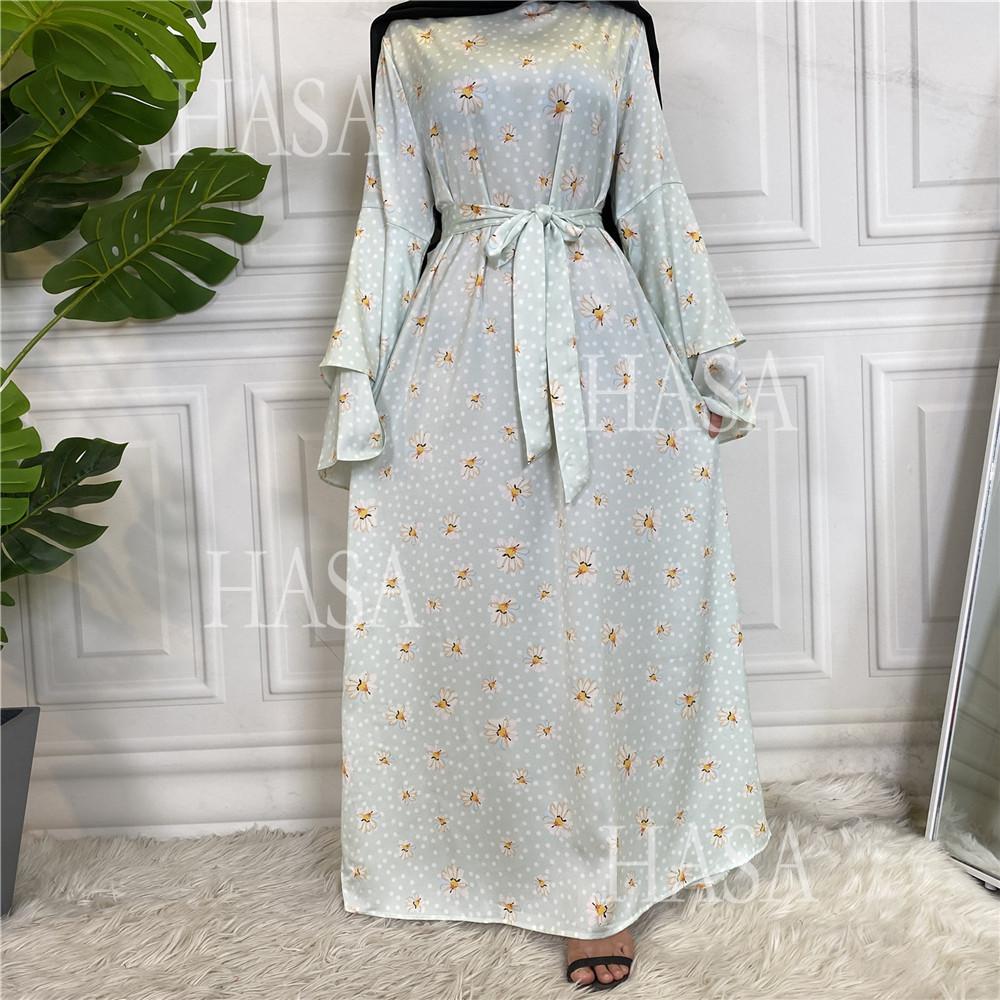 LM6590 Fashionable Printed Loose-fitting Dress with Lace-up Design and Wide Swing