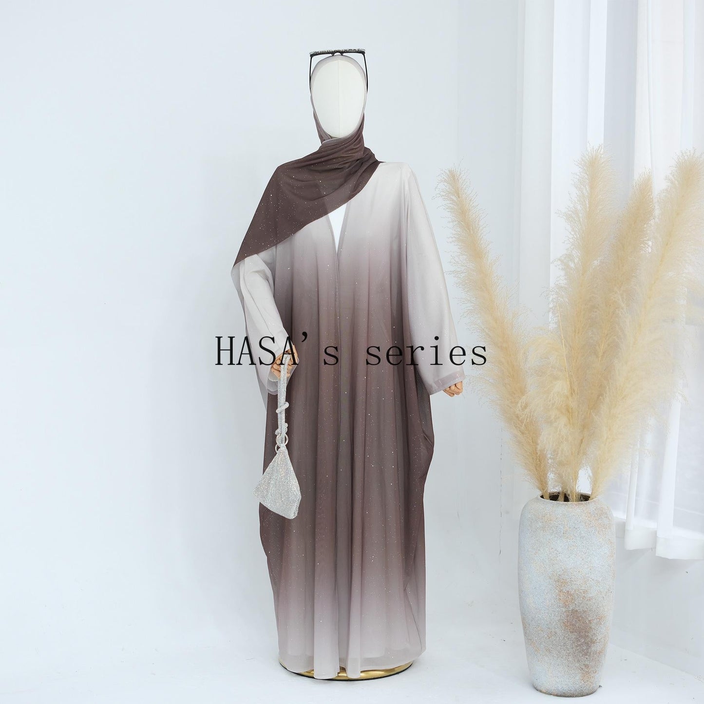 LUMAYA4839 Gradient Sequined Long Cardigan