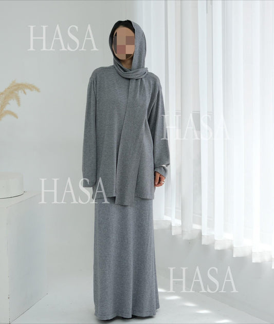 LM6609 Autumn and winter thickened knitted two-piece suit (excluding headscarf)