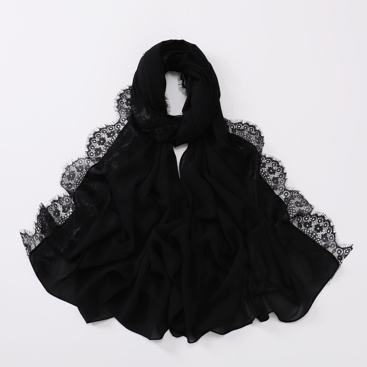 LUMAYA LM1119 Chiffon Lace Edge Headband Hijab