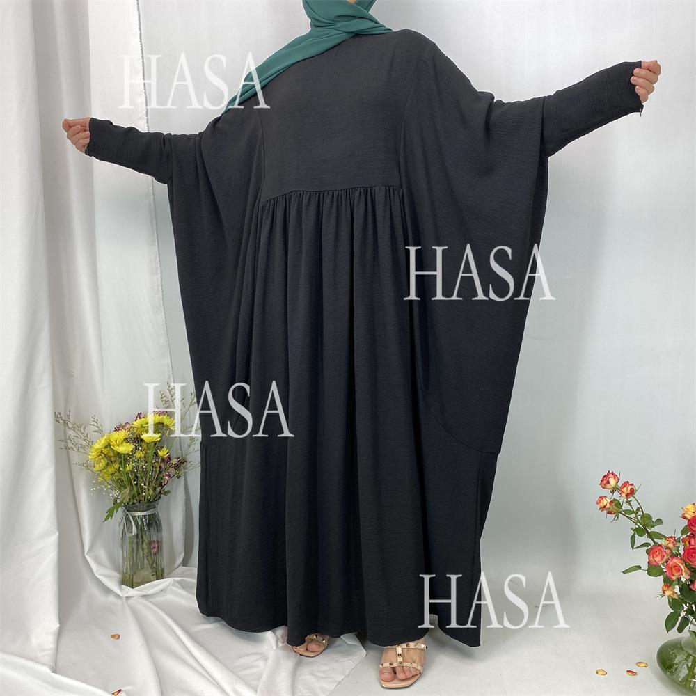 LM6586 Loose Turkish Pleated Dress, Fashionable Long Design