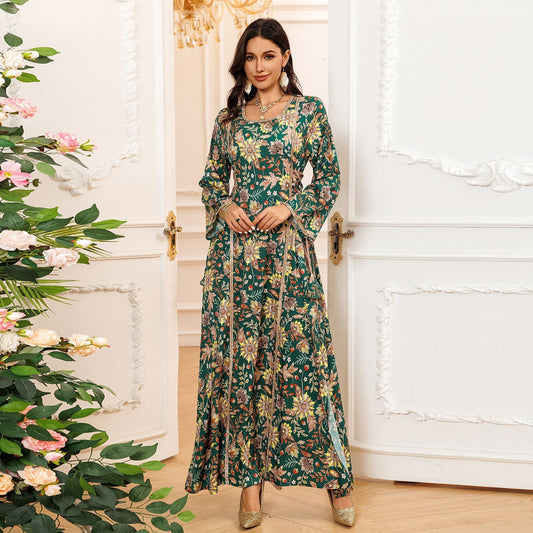 LM6641 Printed Rhinestone Long Dress