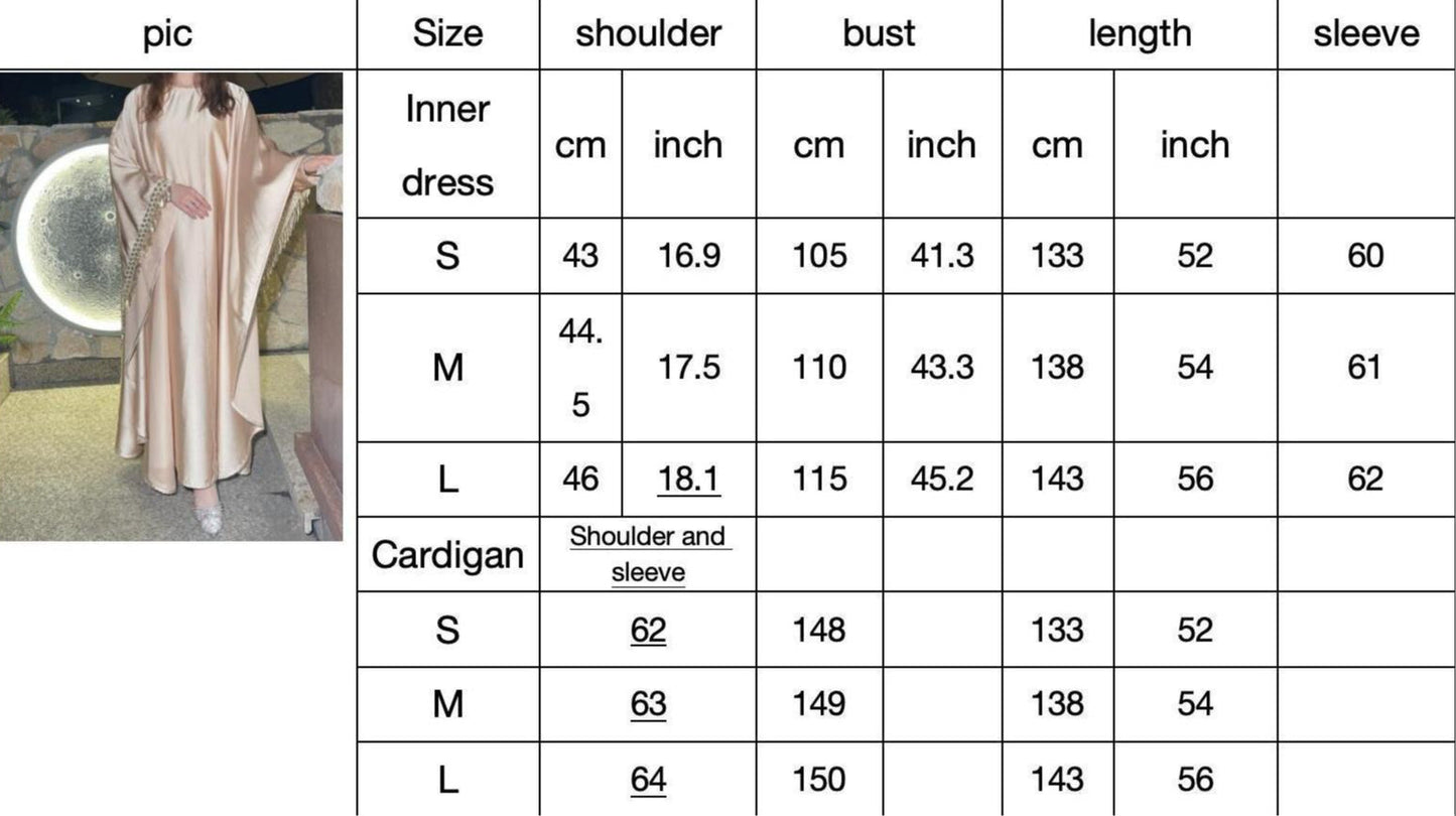 LM6572 Abaya Tassel-Embellished Long Dress Set