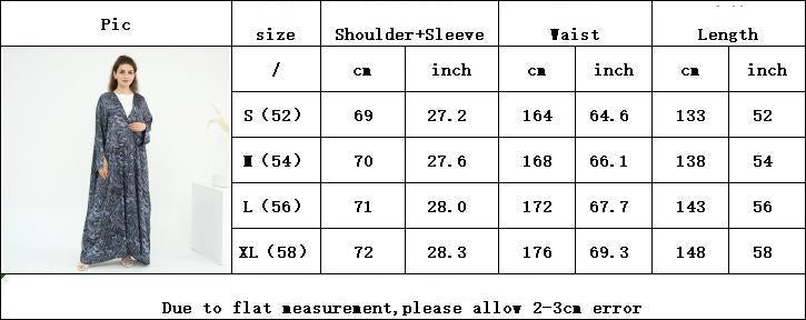 LM6555 Fashionable printed long-sleeved dress with an ankle-length cardigan style