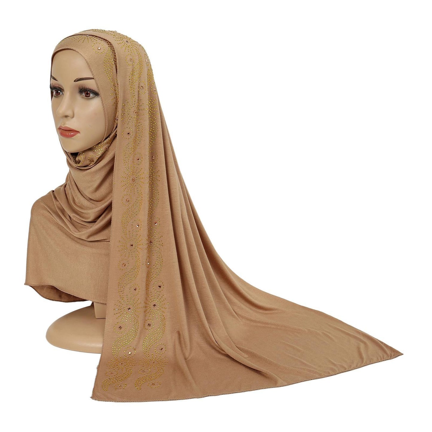 LUMAYA LM1145 Solid Color Rhinestone Headscarf