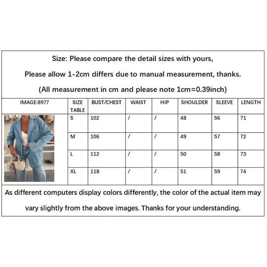LM6181 Fashionable Casual Loose Washed Blue Denim Women's Blazer