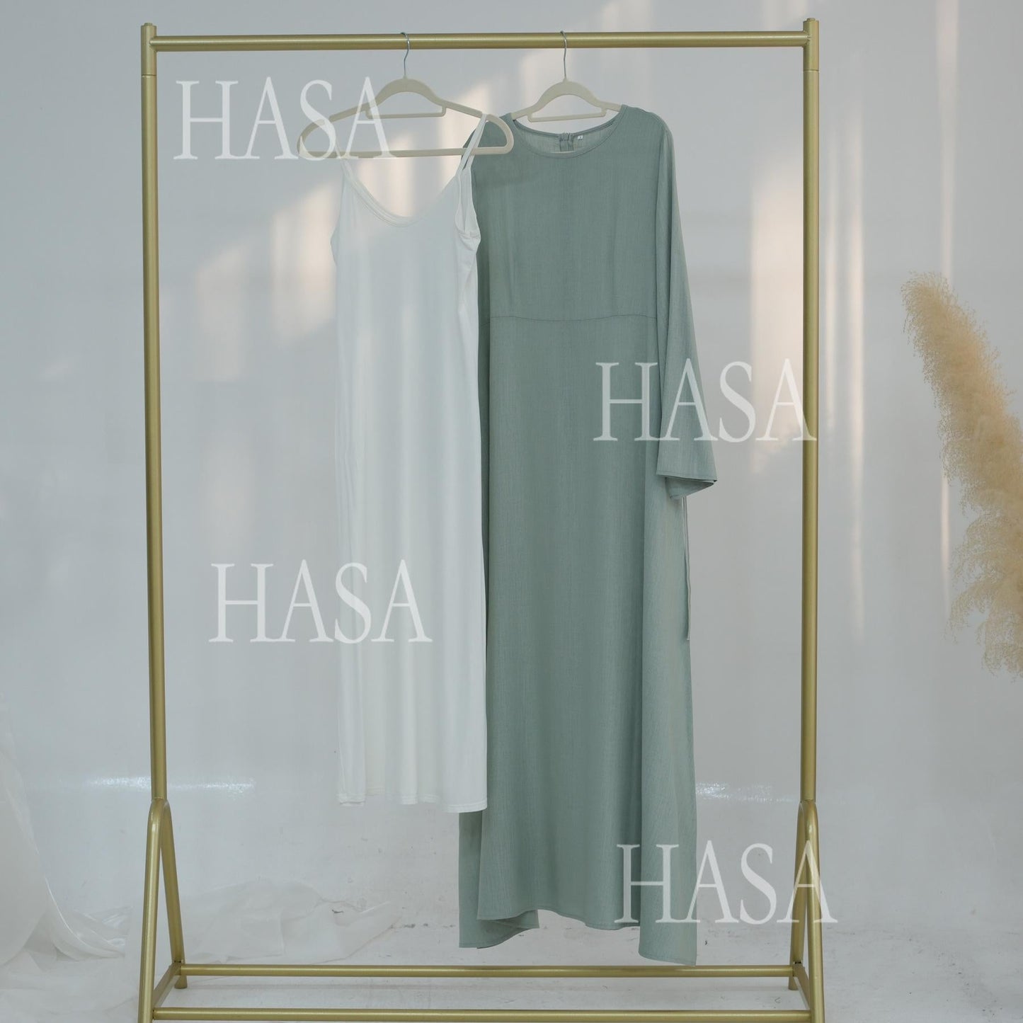 LUMAYA6494 Simple Solid Color Linen Bamboo Dress | Lace-Up Design