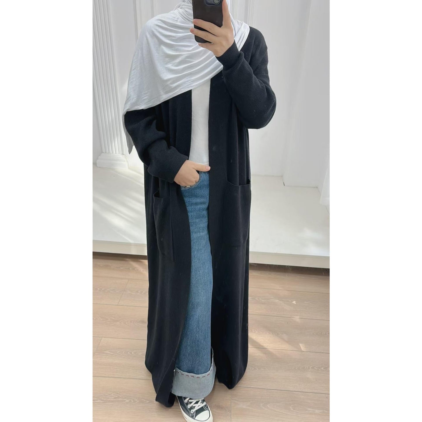 LUMAYA5439 Temperament Knitted Cardigan - Autumn and Winter Thick Loose Long Dress long sleeve