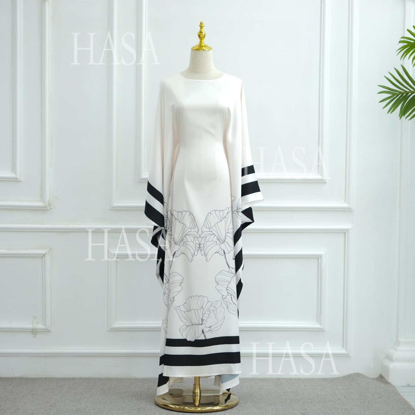 LM6556 Colorblock Print Cardigan Robe Dress