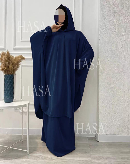 LM6583 Solid Color Long Robe Dress with Wide Swing Design