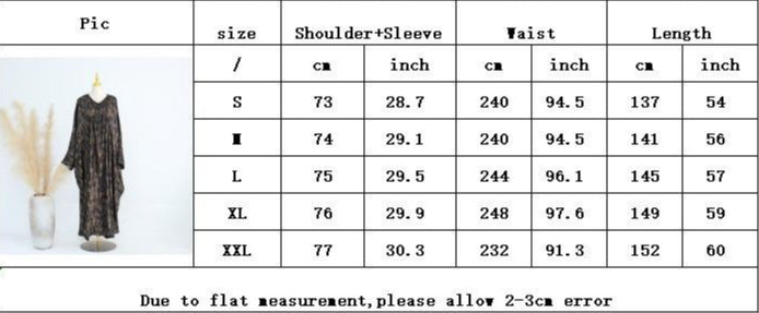 LUMAYA6566 Long-sleeved Printed Batwing Sleeve Loose Dress