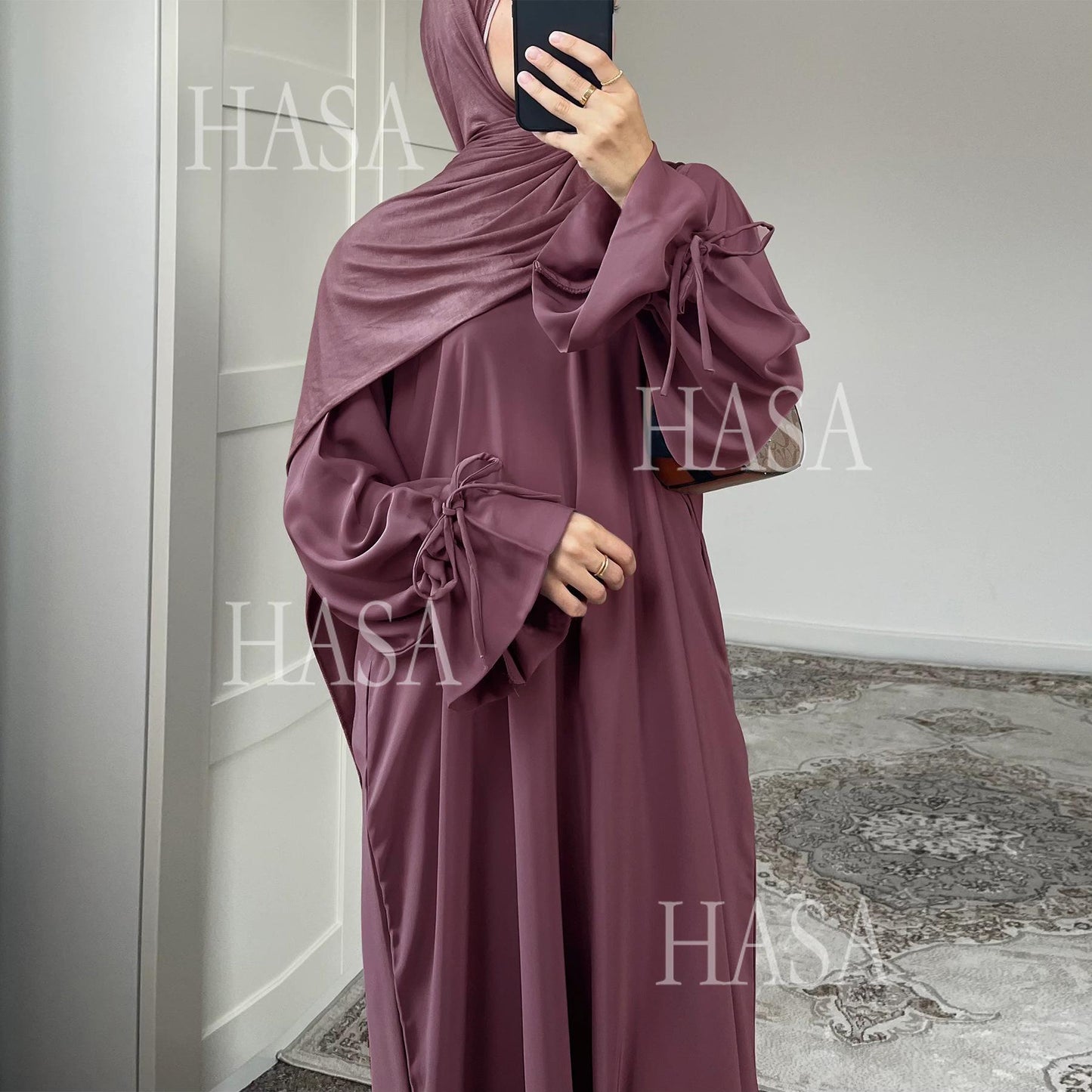 LUMAYA5861 Solid Color Sleeve Robe (without Headscarf), Elegant Temperament Instantly abaya girl