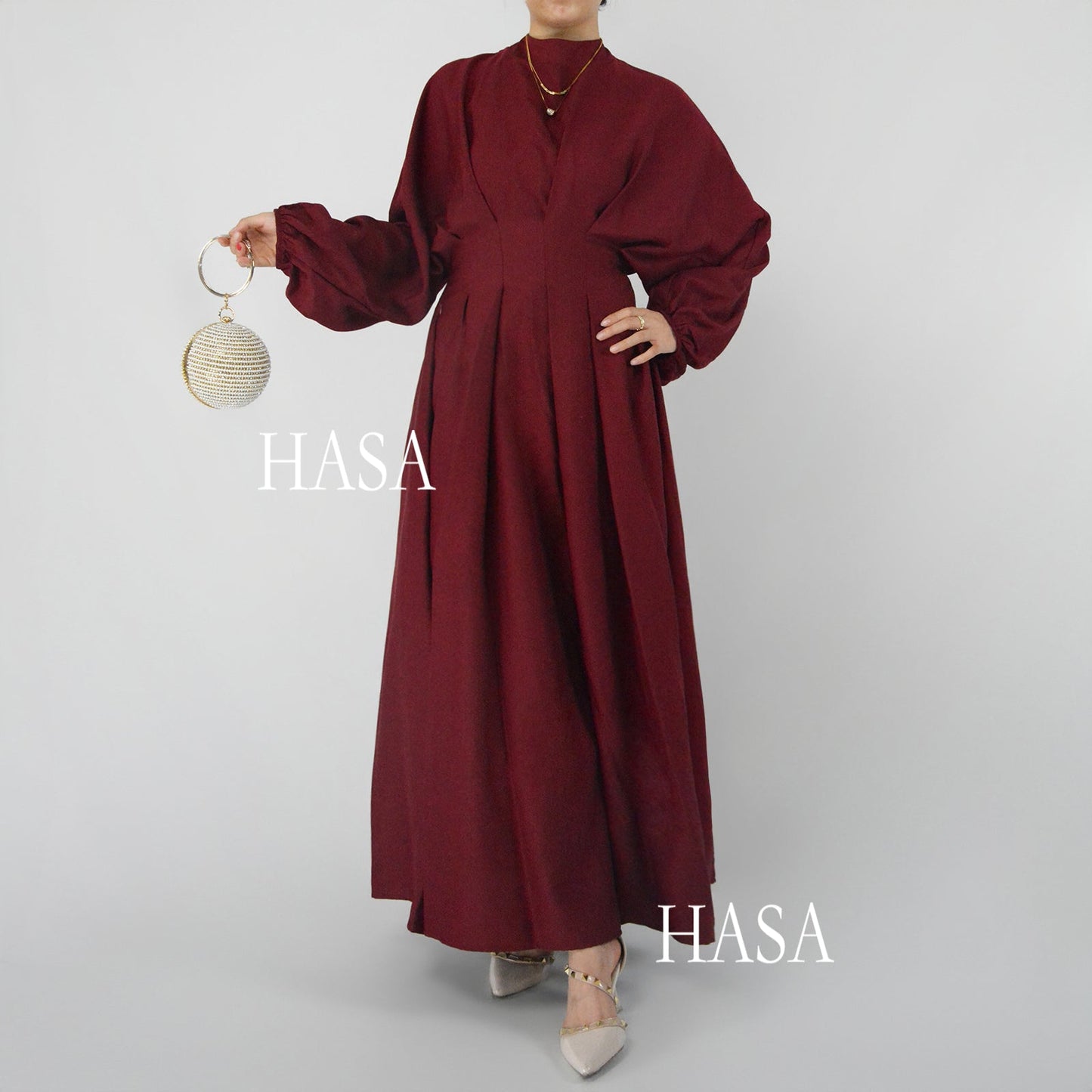 HASA's Series HA1226 Delicate and Elegant Solid Colored Dress