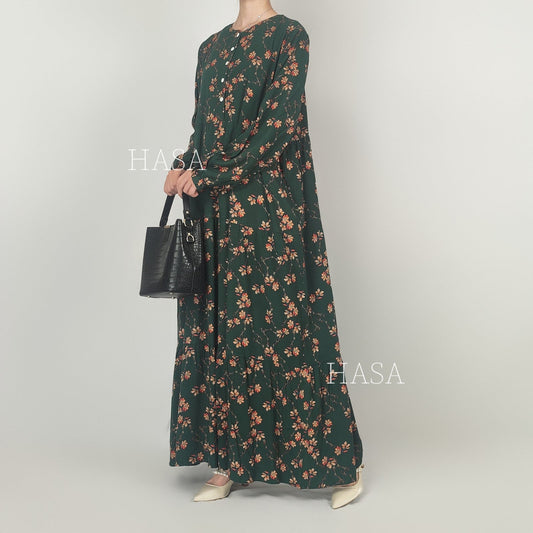 LUMAYA Summer rayon dress front button design LUMAYA0620