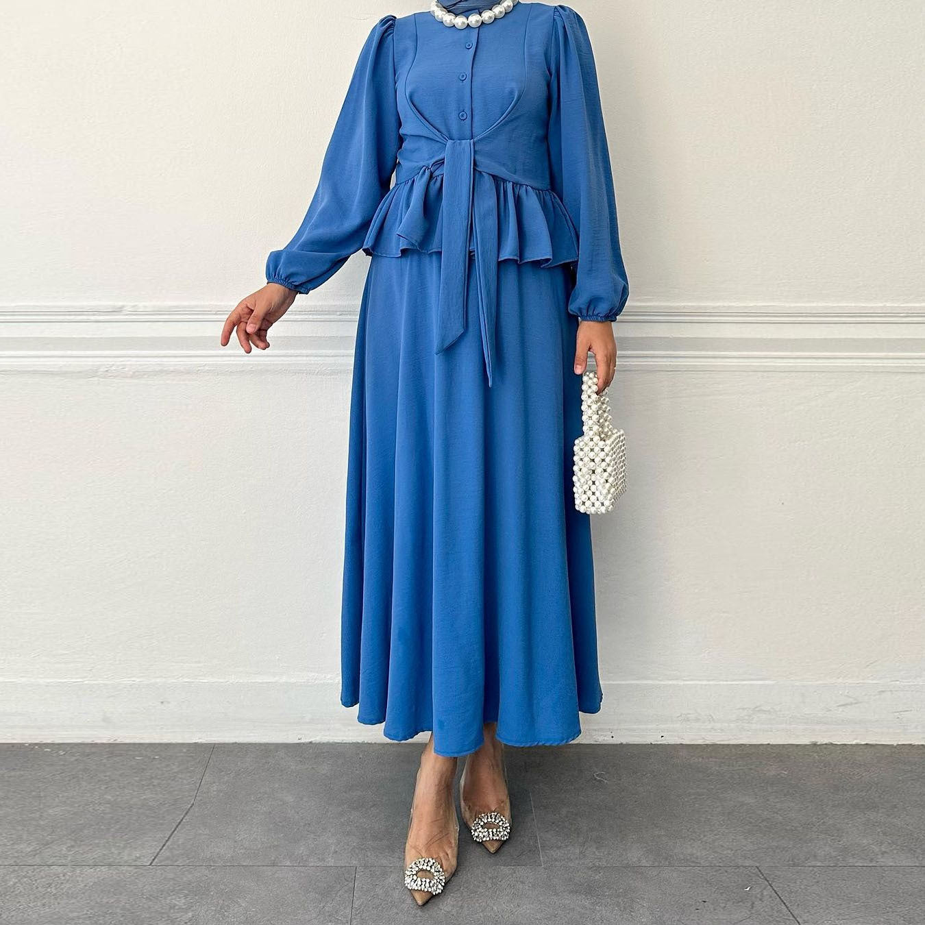 LUMAYA LUMAYA0825 2pcs Set Long Sleeve Shirt with Dress