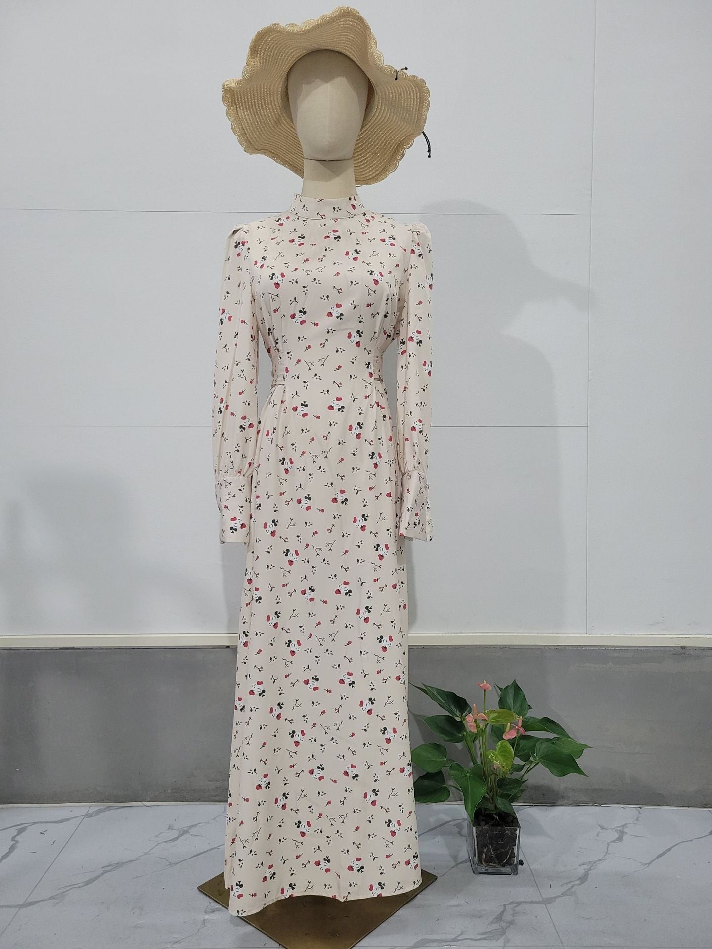 LUMAYA LUMAYA1027 Lace Up Floral Dress Long Skirt