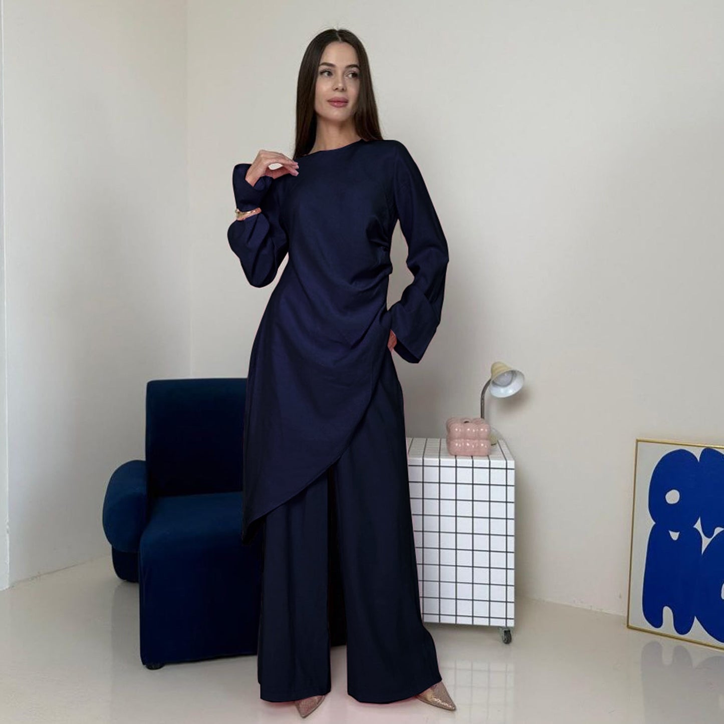 LM6606 Asymmetrical two-piece tunic (with optional headscarf)