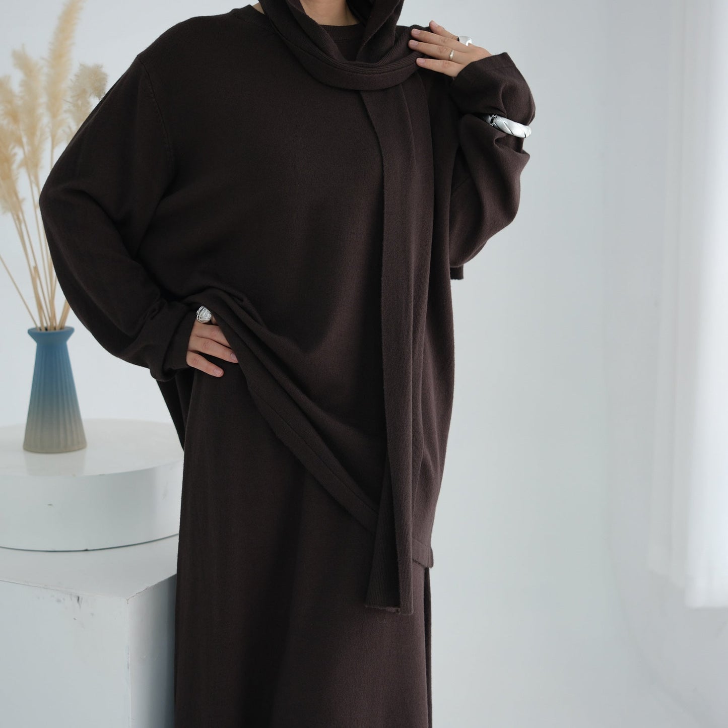 LM6609 Autumn and winter thickened knitted two-piece suit (excluding headscarf)