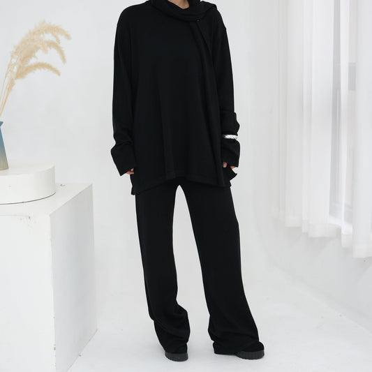 LM6593 Soft knitted home set | Simple solid color two-piece set