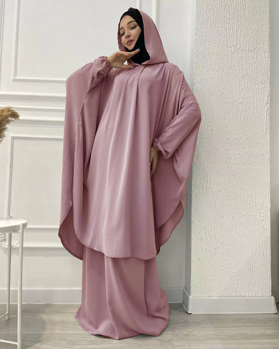 LM6583 Solid Color Long Robe Dress with Wide Swing Design