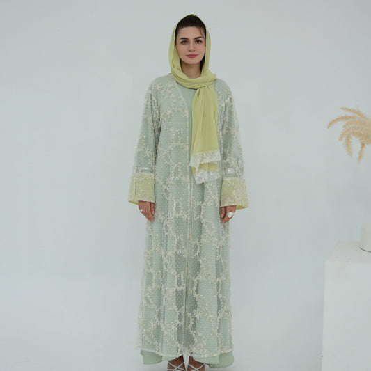 LM6622 3D flower mesh cardigan (optional headscarf and inner layer)