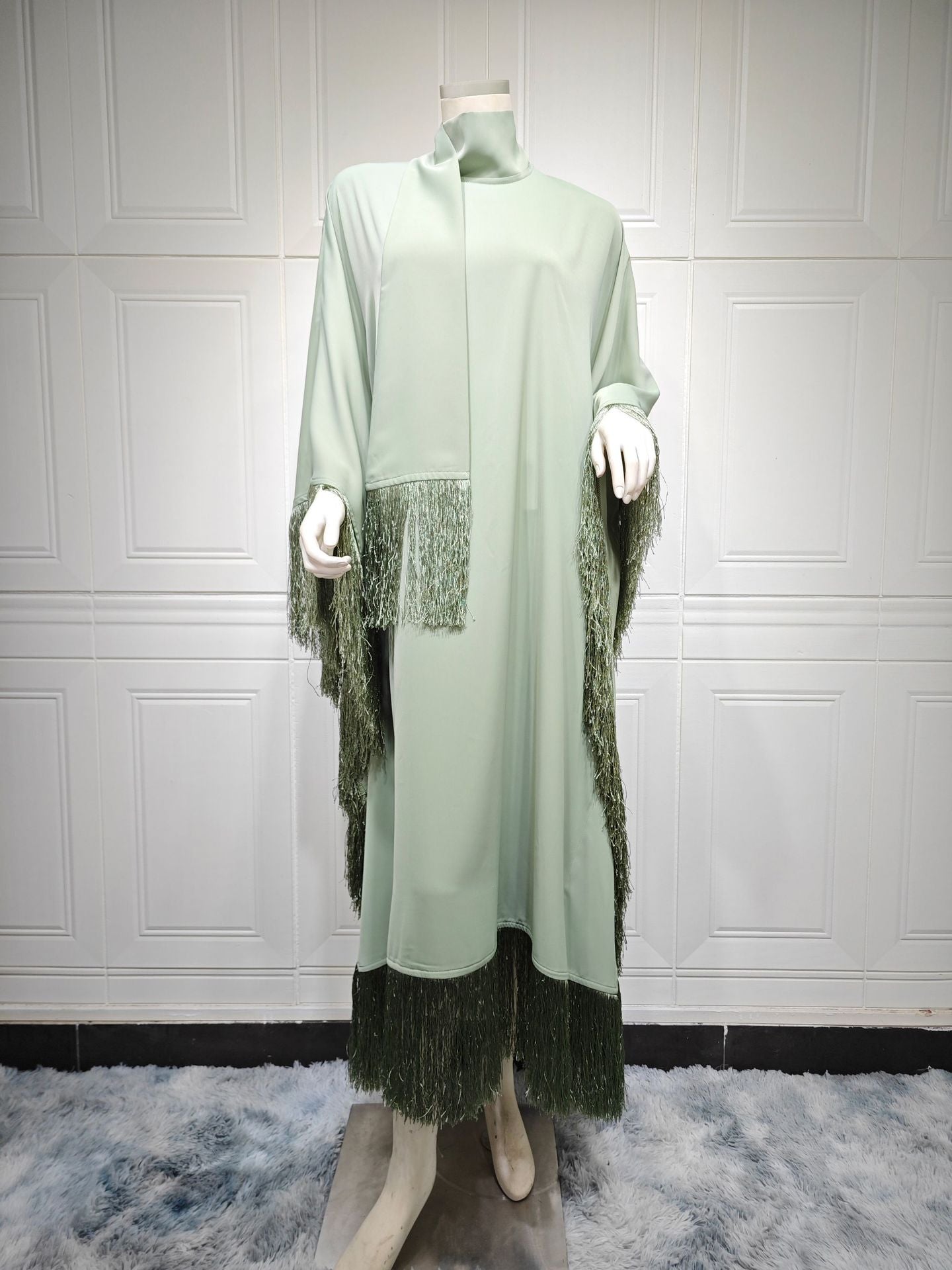 LUMAYA0467 Ladies Dolman Sleeve Tassel Kaftan High Fashion Dress modest party dress