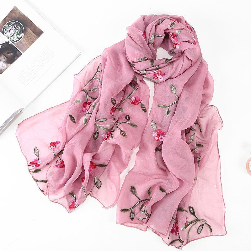 LUMAYA LM1132 Chiffon Flower Embroidered Scarf
