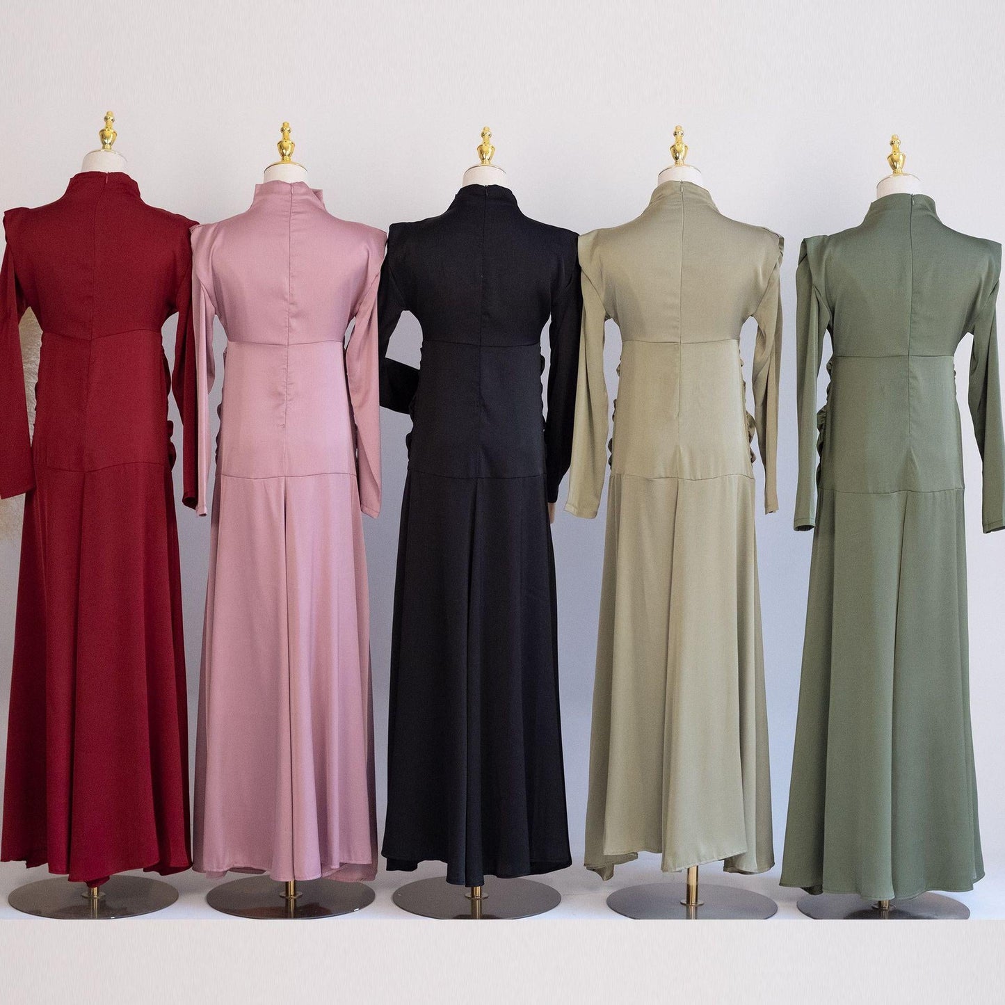 LUMAYA LUMAYA1020 Solid Color High Neck Slimming Robe Dress