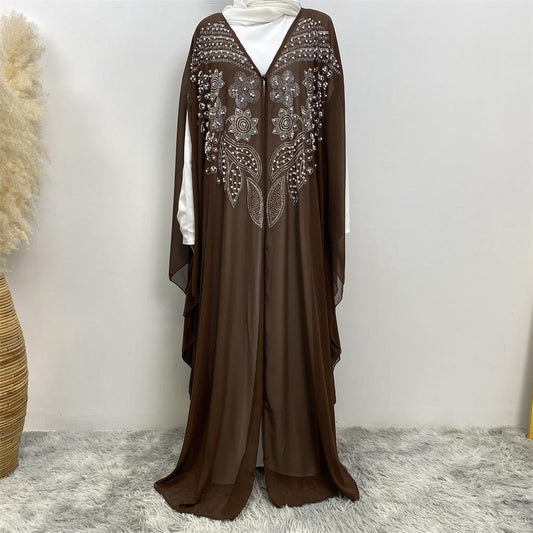 LUMAYA LUMAYA1085 Muslim Rhinestone Cardigan Dress