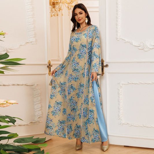 LM6642 Floral print long dress