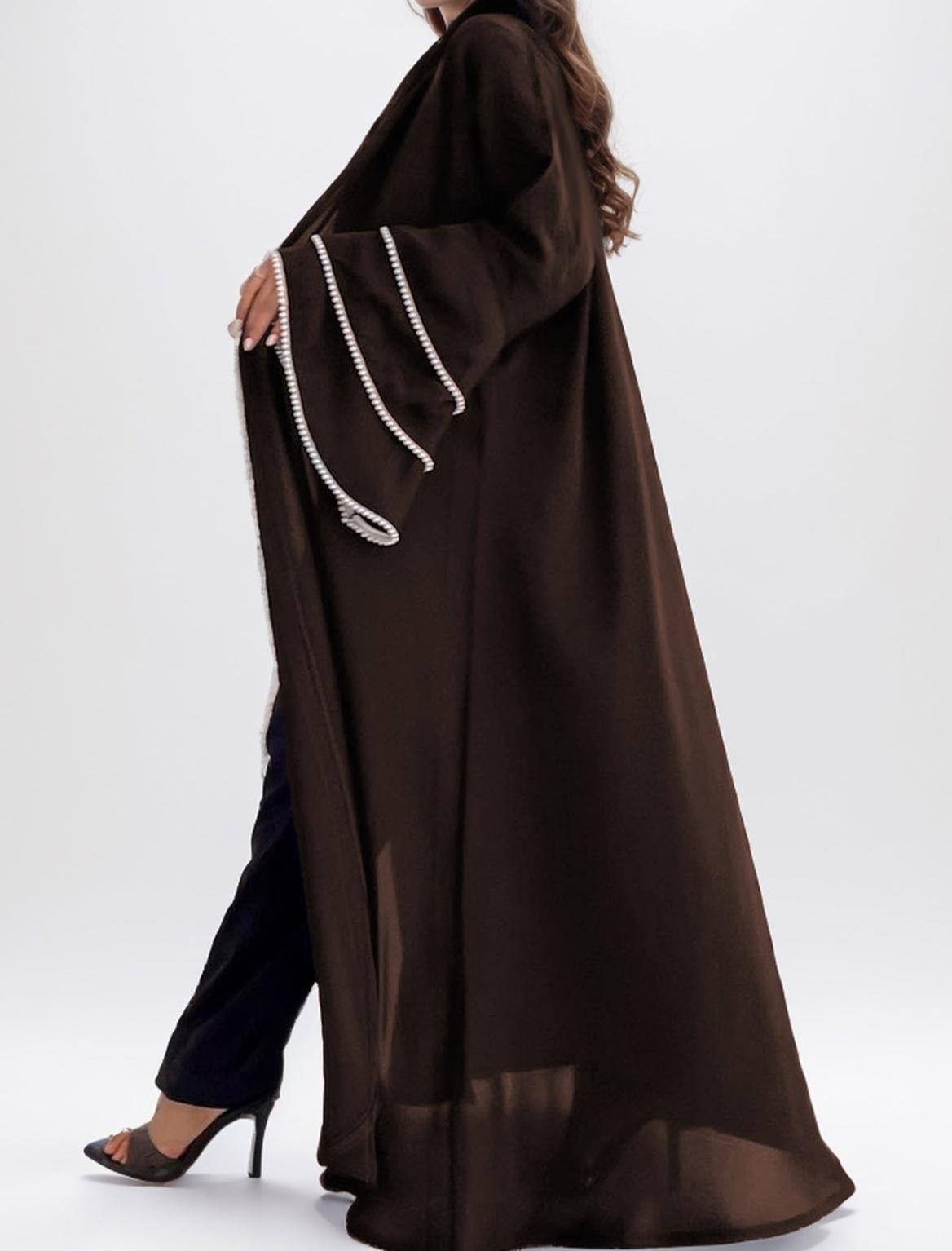 LUMAYA6543 Elegant Abaya with LUMAYAnd-Embroidered Pearl Details