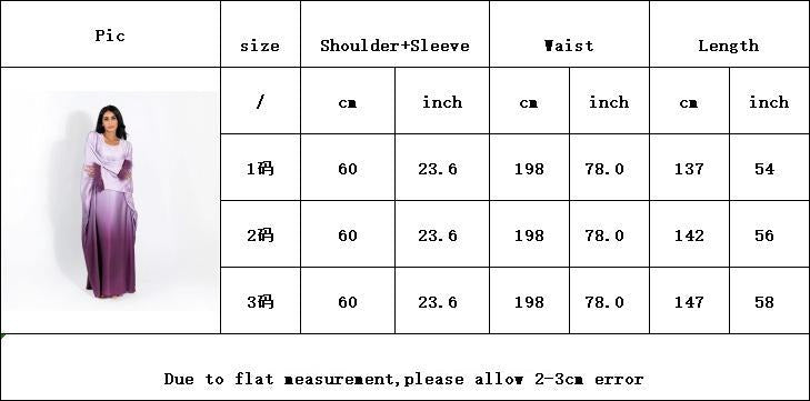 LUMAYA5111 Gradient-colored Fringed Long Dress, Romantic Dress with Batwing Sleeves.
