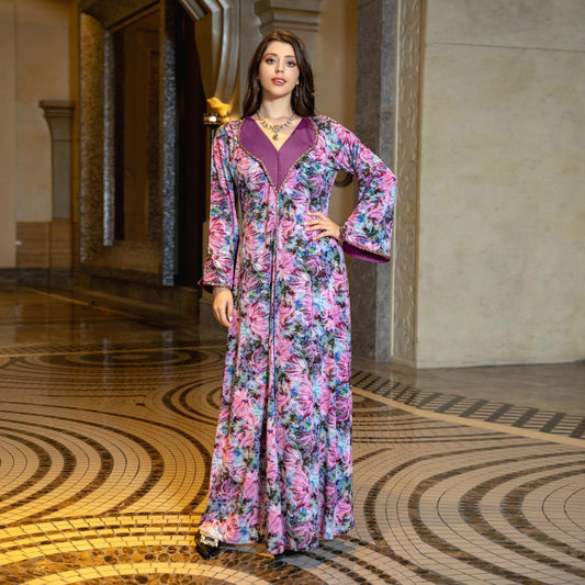 LUMAYA LUMAYA1070 Fashionable Printed Diamond Set Robe