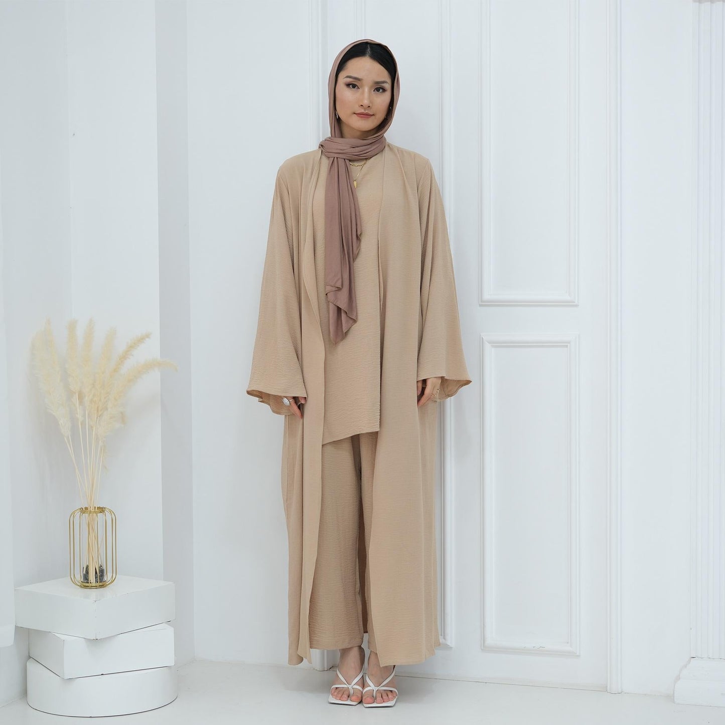 LM5107 Classic Solid Color Three-piece Suit - Loose Long Design Combination