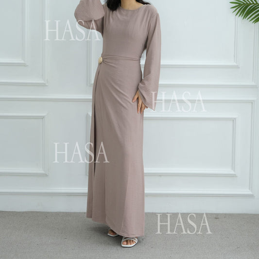 LUMAYA6549 Minimalist Abaya with Waist Detail