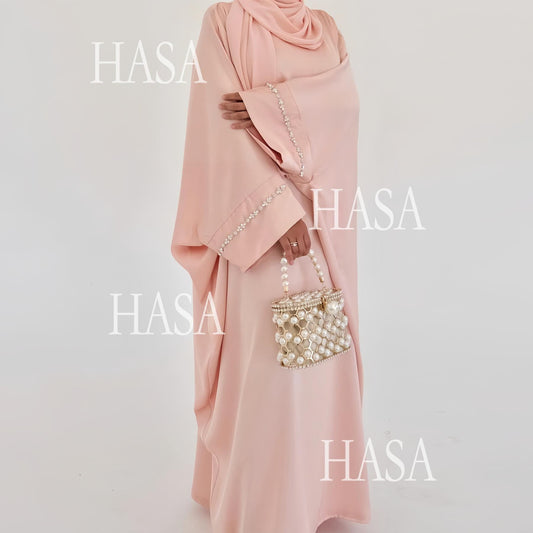LUMAYA5882 A Cardigan Dress with Exquisite Hot Diamond Embellishment and Elegant Details closed abayas