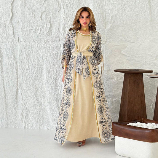 LM6653 Embroidered Robe Two-piece Set, Elegant and Lightweight Design.