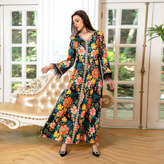 LUMAYA LUMAYA1078 Printed Diamond Camel LMir Dress