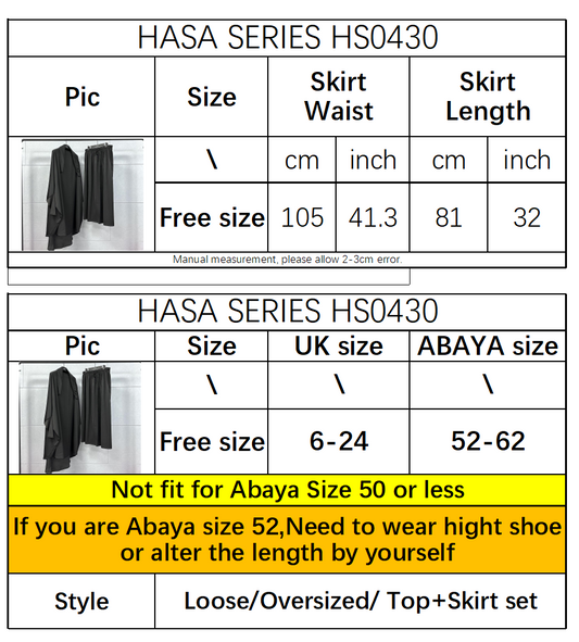 LUMAYA0430 Two-Piece Set jilbab Solid Color Swing Top and Skirt