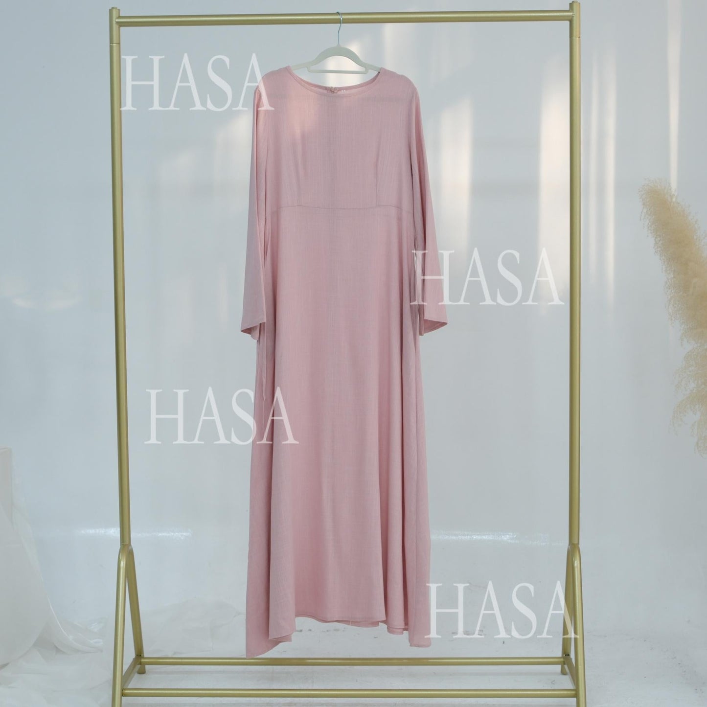 LUMAYA6494 Simple Solid Color Linen Bamboo Dress | Lace-Up Design