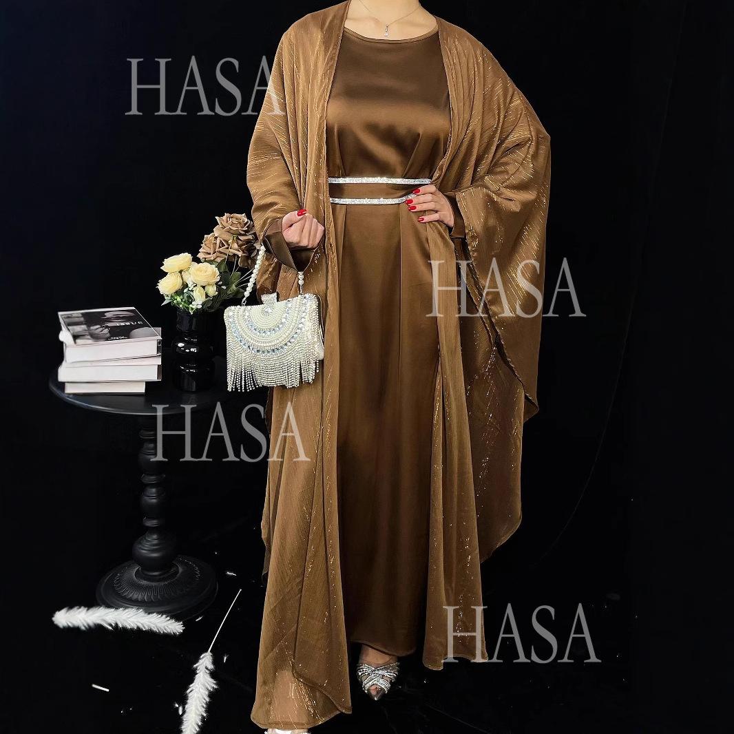 LM6571 Gold embellished long Abaya skirt set