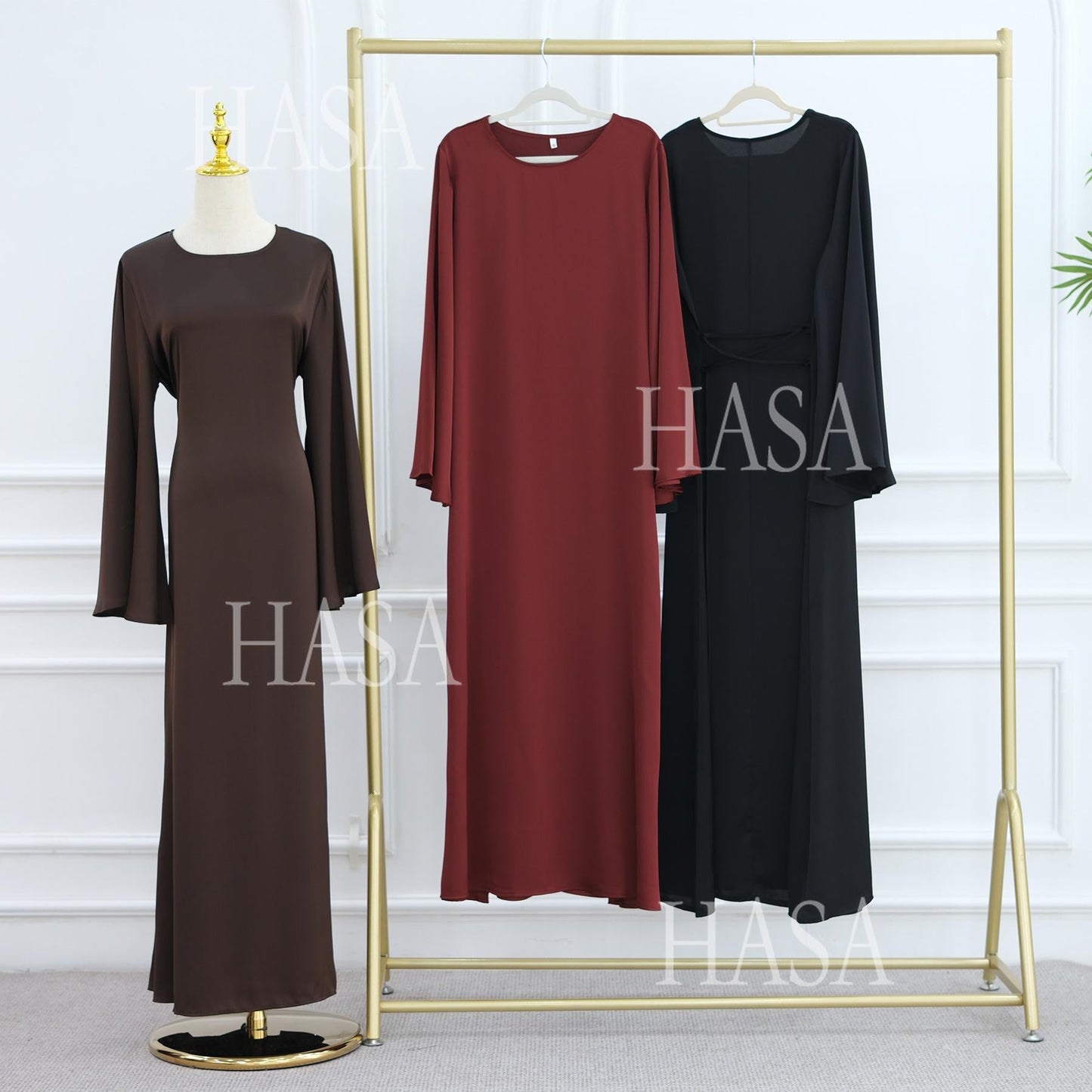 LUMAYA6491 Elegant Bell Sleeve Maxi Dress