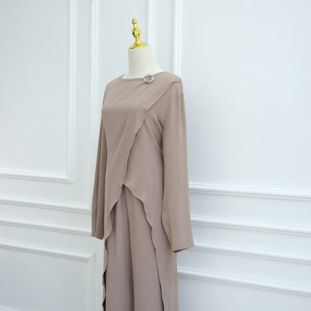 LM6605 Stylish asymmetrical two-piece set (with optional headscarf)