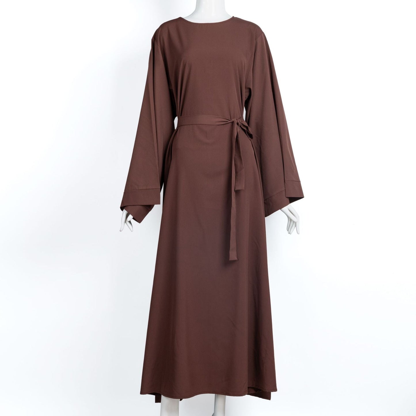 HAYA0477 Casual abaya solid color airy women's long sleeve round neck maxi dress