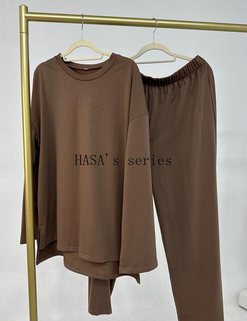 LUMAYA5488 Fashionable and Comfortable Loose Two-piece Suit - Simple Solid Color Design two  piece co  ords