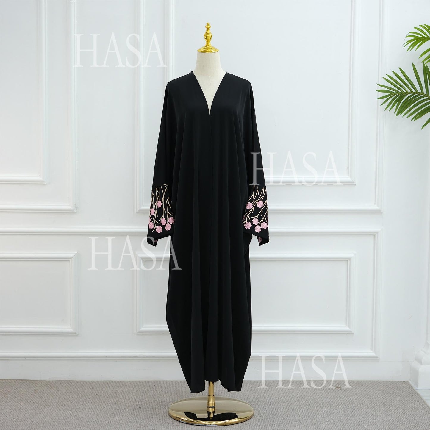 HA6529 Embroidered cardigan robe with headscarf, optional inner wear combination
