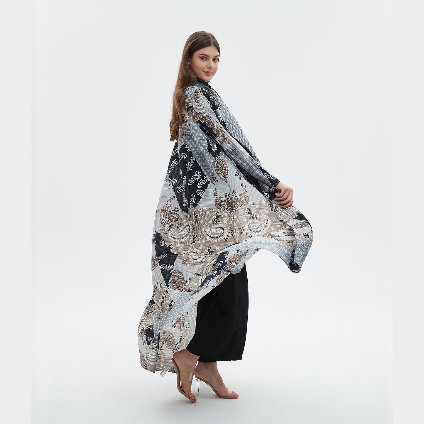 LUMAYA6713 Ethereal Blue , Elevated Abaya Style with Paisley Prints