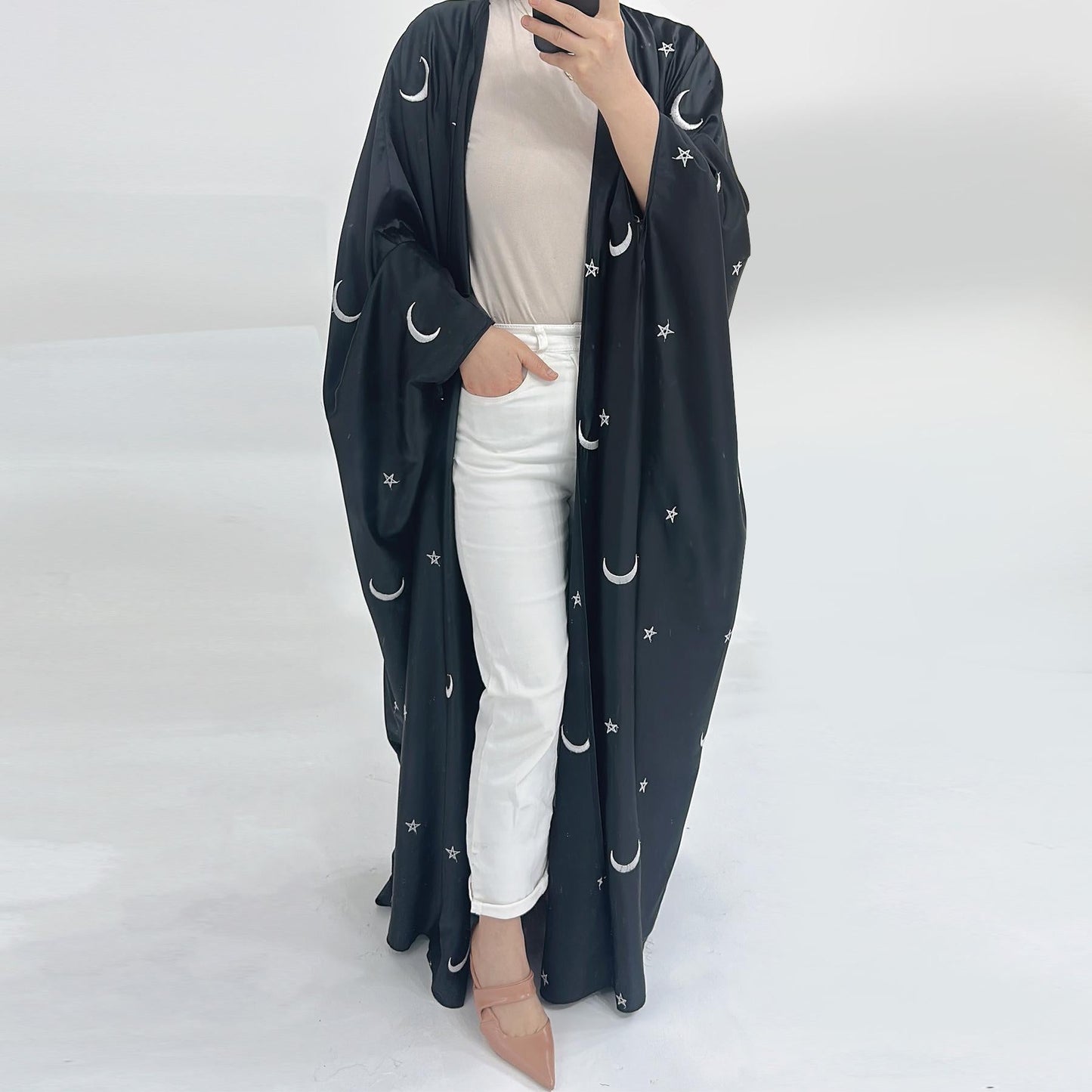 LUMAYA LM1171 Moon Embroidered Robe Kaftan Abaya