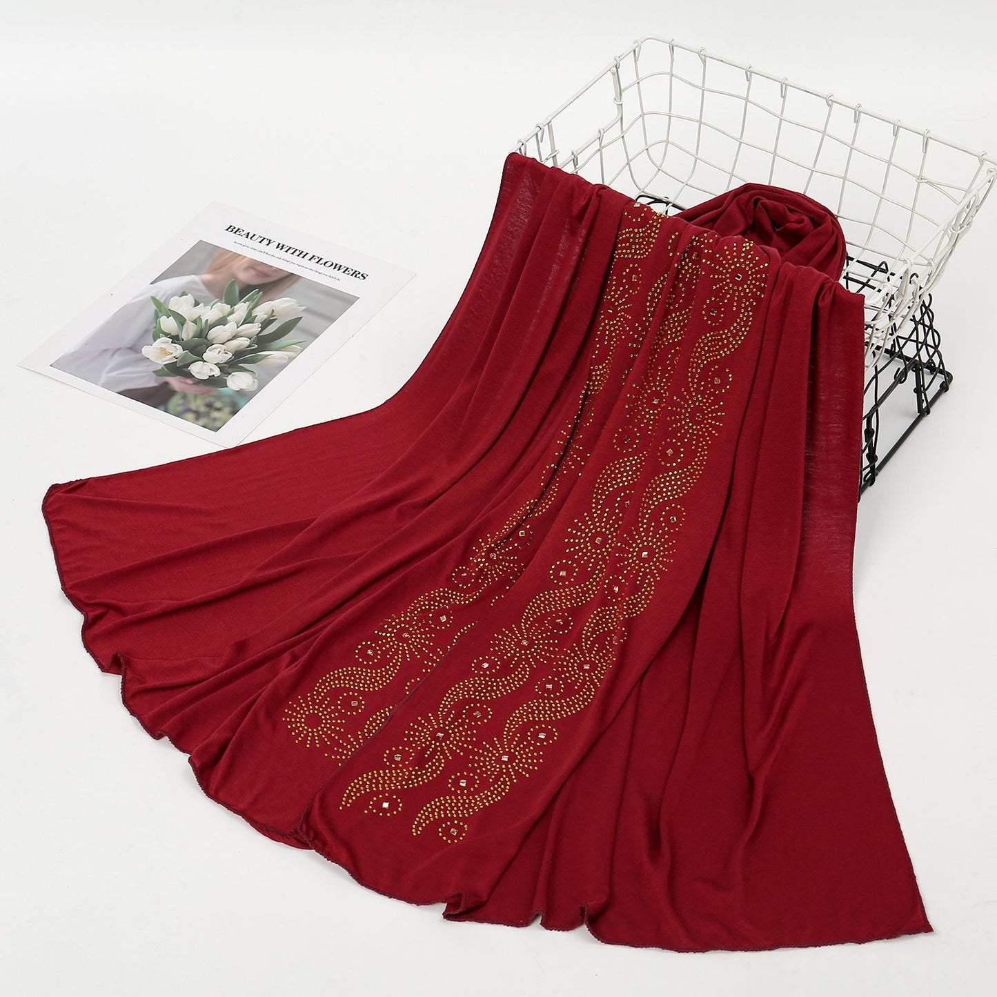 LUMAYA LM1145 Solid Color Rhinestone Headscarf