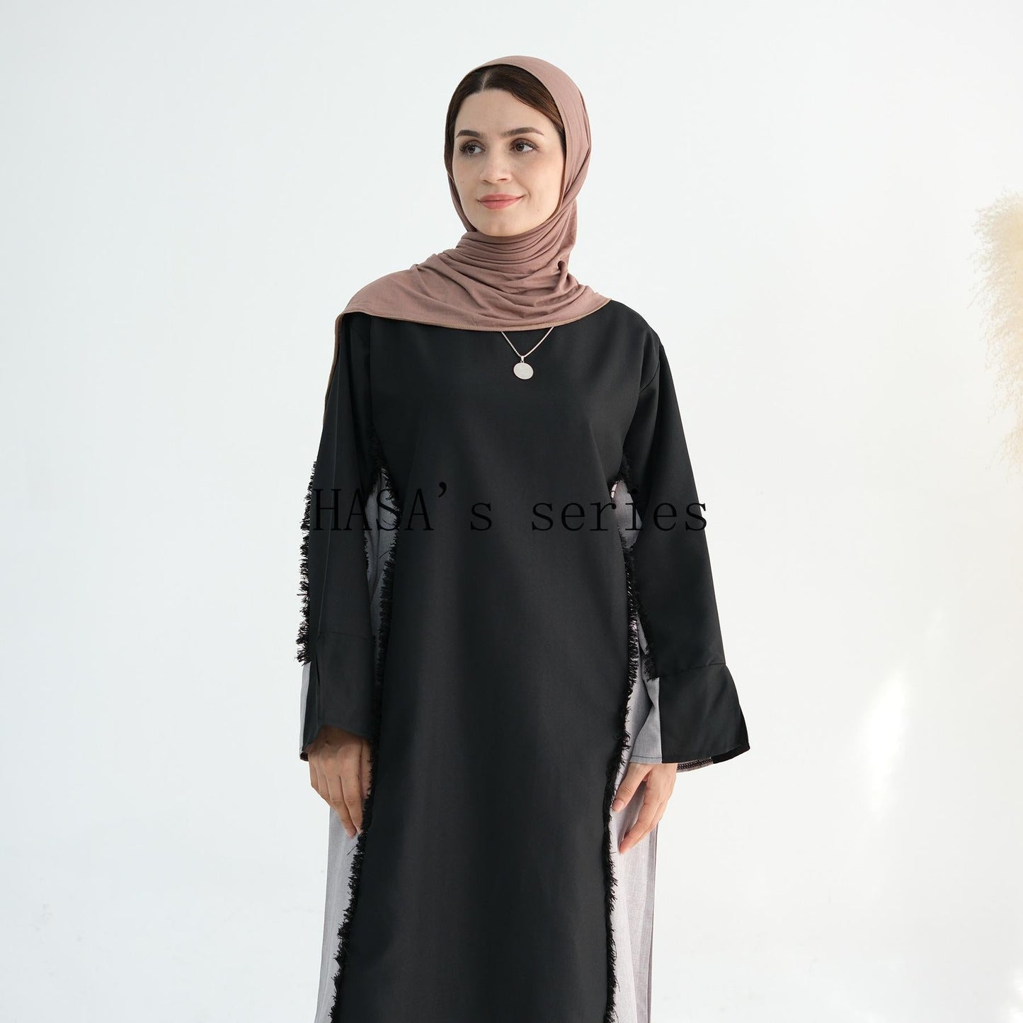 LUMAYA5508 Elegant patchwork robe - lightweight and comfortable, showing fashion taste plain casual dress